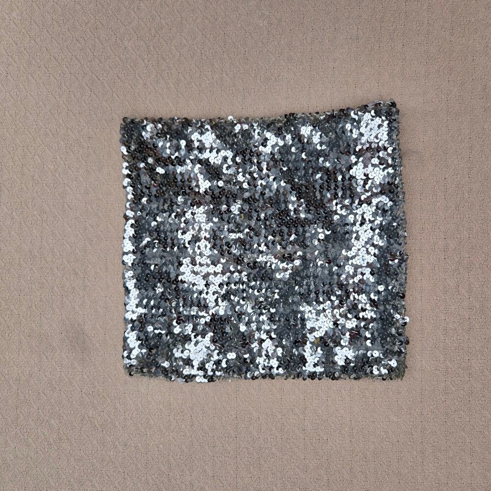 silver sequin strapless sequin bandeau top rave clubwear ♡
